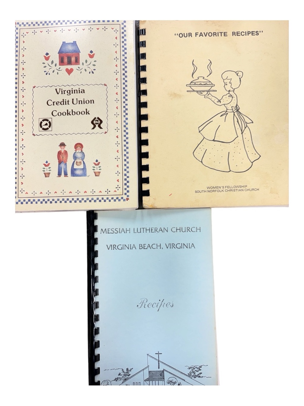 Vintage Virginia Church and Community Spiral Cookbook Bundle Lot of 3 books